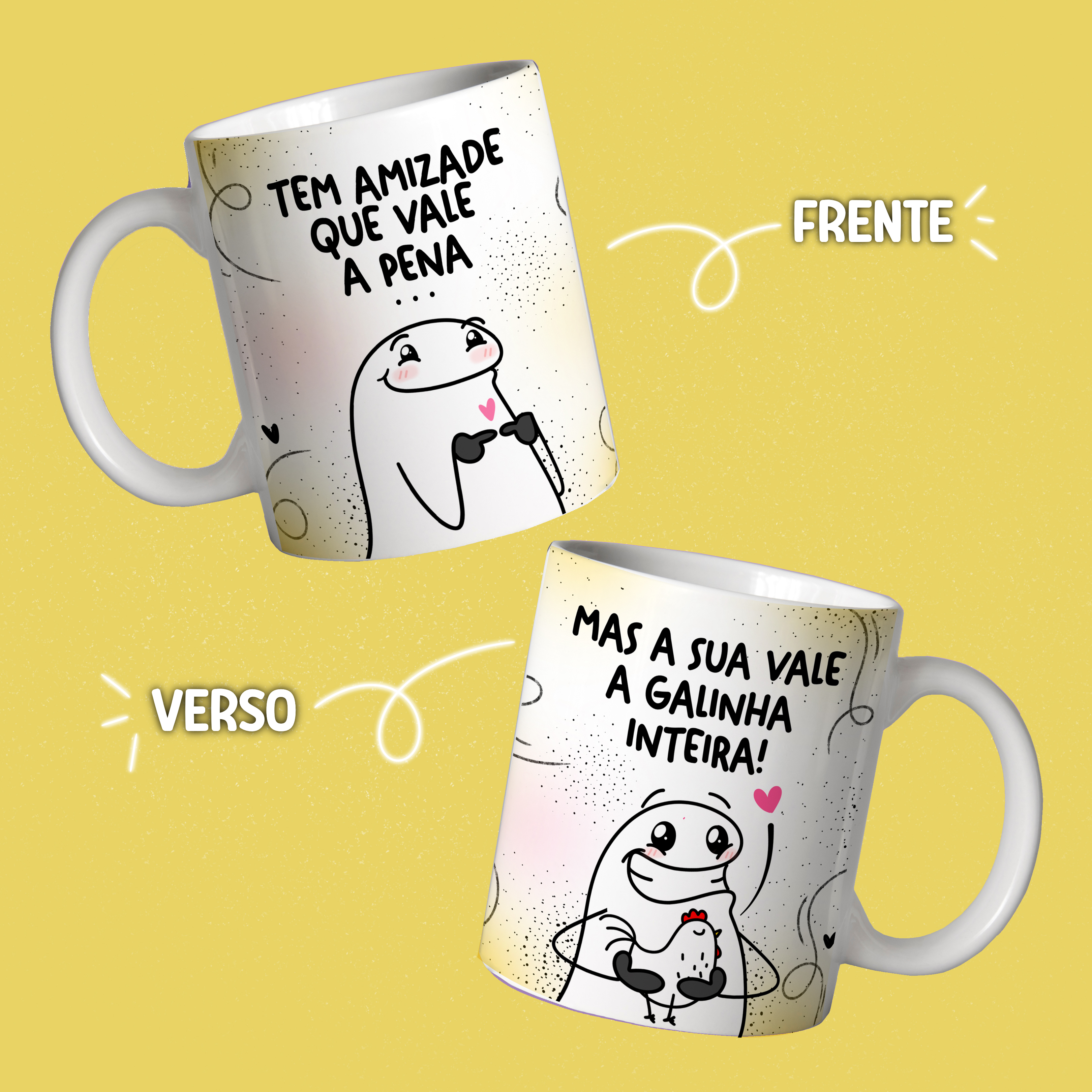 Caneca Flork Amigas - Tem amizade que vale a pena | Loja SANDALMAQ